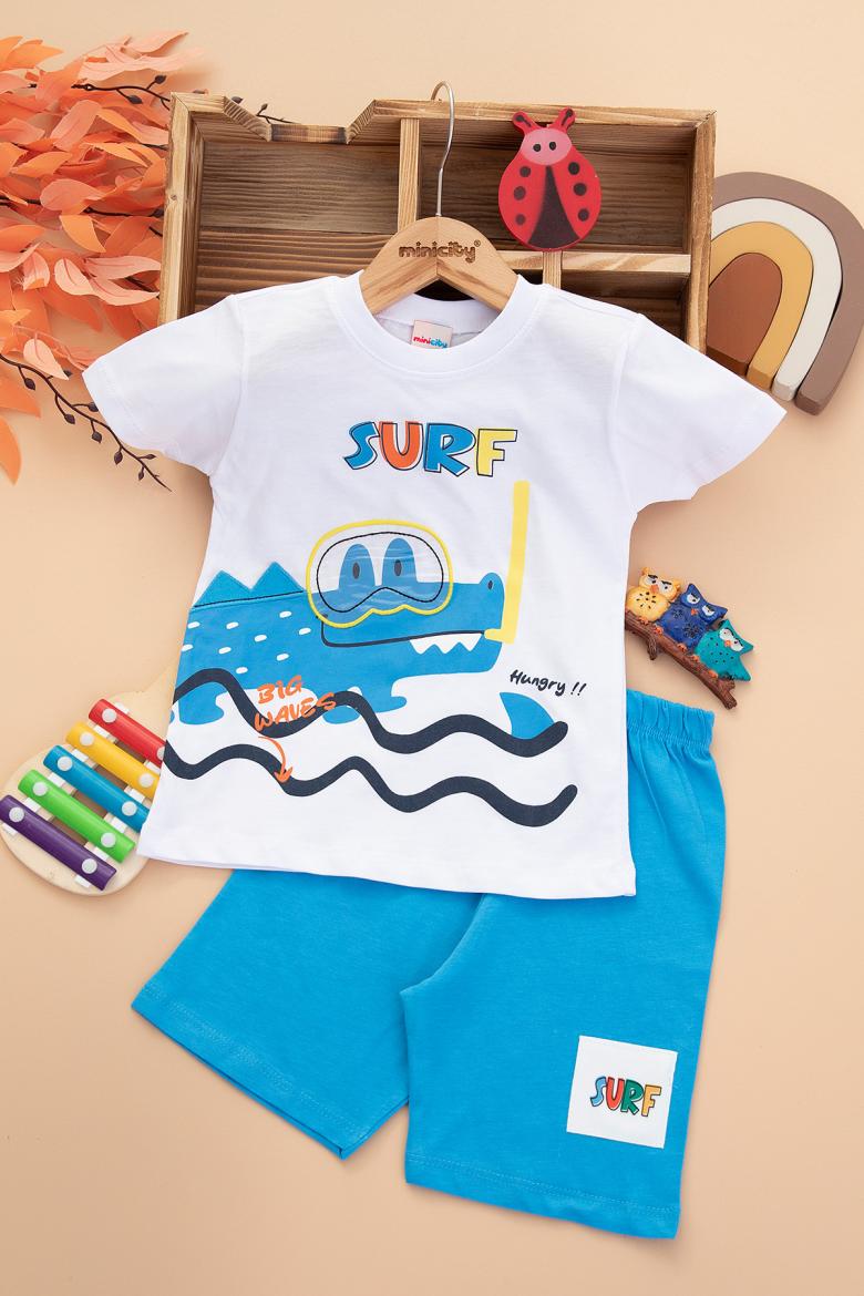 Erkek Çocuk Surf Timsah Baskılı Şortlu Takım (3-10 Yaş)