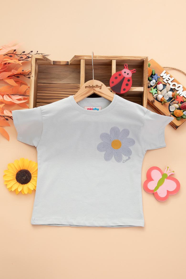 Kız Çocuk Triko Papatya T-Shirt - 30110 (3-12 Yaş)