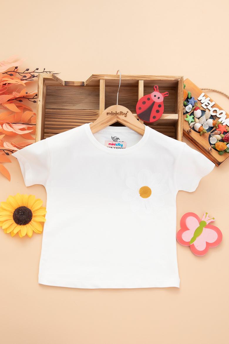 Kız Çocuk Triko Papatya T-Shirt - 30110 (3-12 Yaş)