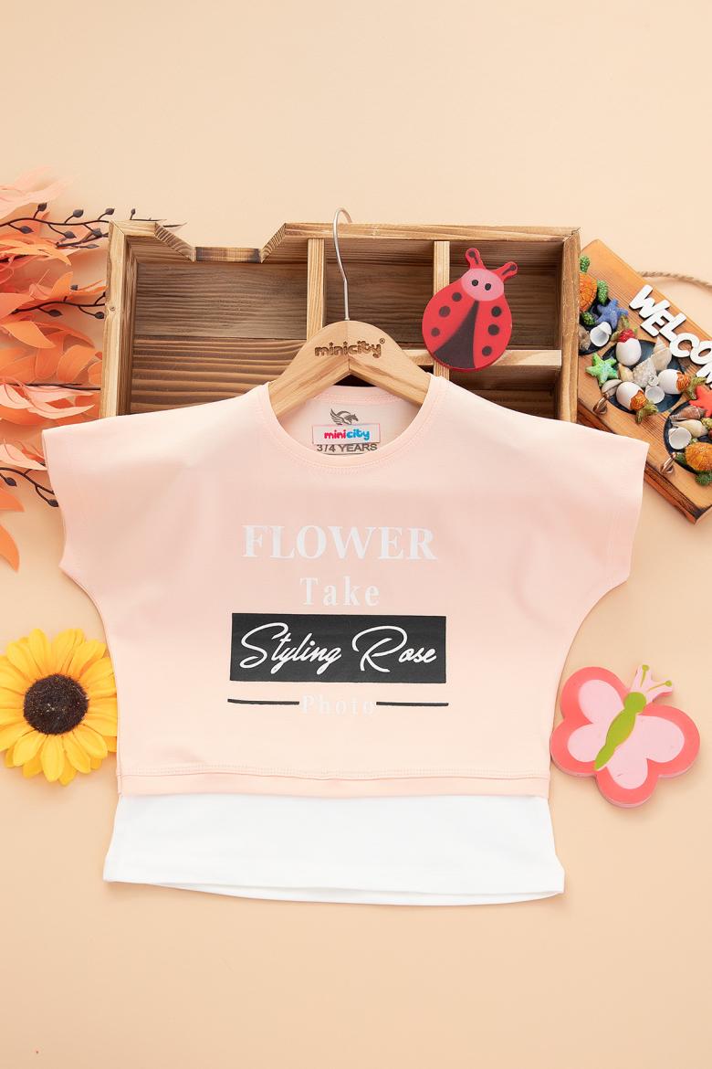 Kız Çocuk Flower Take Baskılı T-Shirt - 30180 (3-12 Yaş)