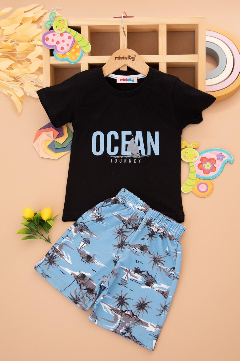 Erkek Çocuk Ocean Baskılı Şortlu Takım - 30235 (2-9 Yaş)