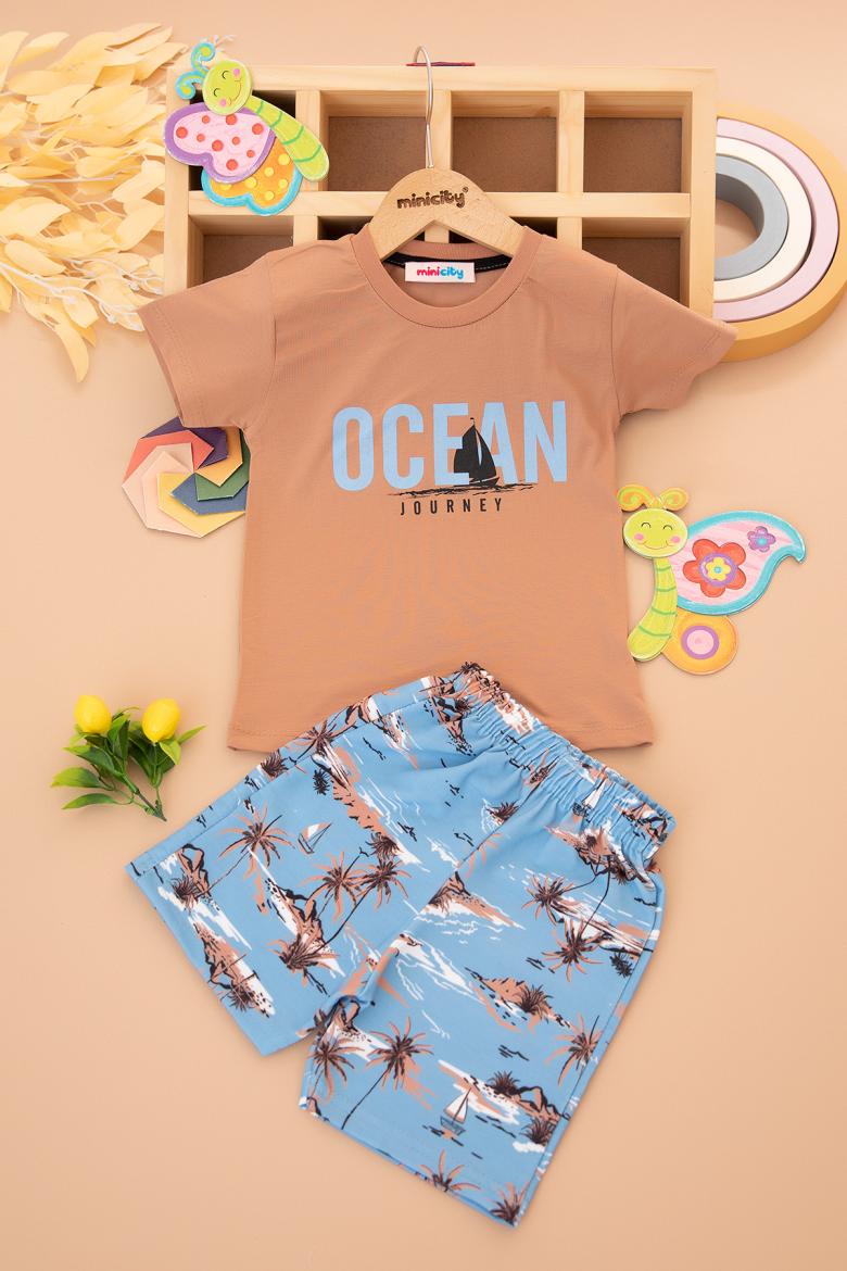 Erkek Çocuk Ocean Baskılı Şortlu Takım - 30235 (2-9 Yaş)