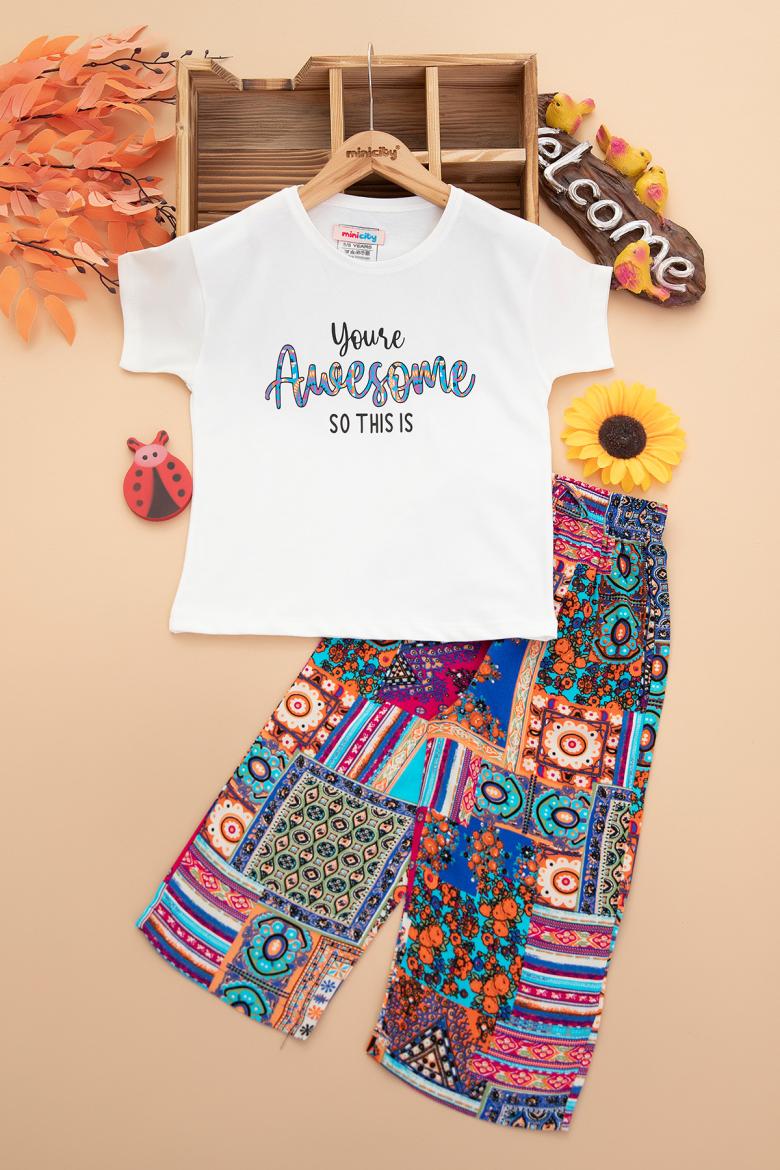 Kız Çocuk Awesome Baskılı Takım - 30700 (5-12 Yaş)