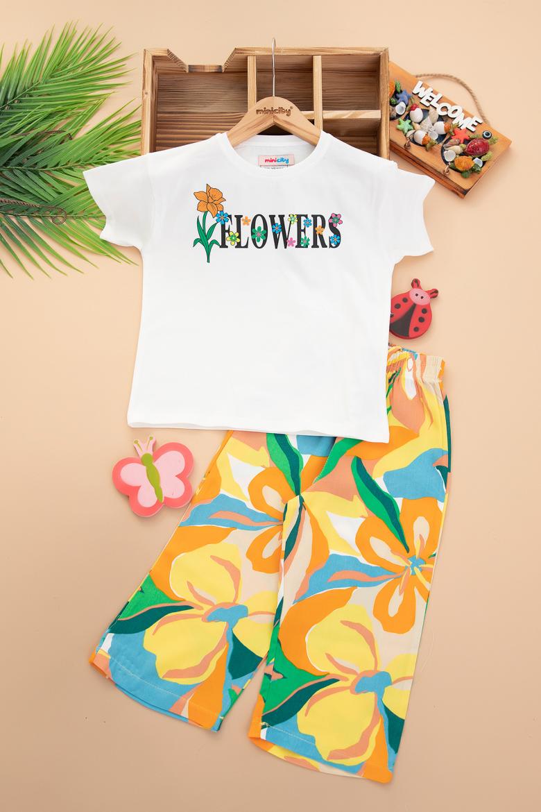 Kız Çocuk Flowers Baskılı Takım - 30720 (5-12 Yaş)