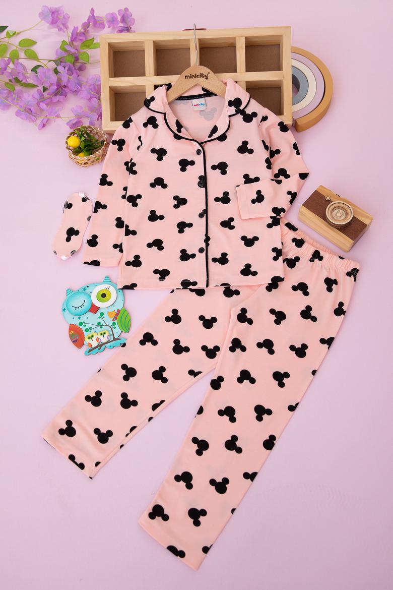 Çocuk Önden Düğmeli Pijama Takımı (4-12 Yaş)