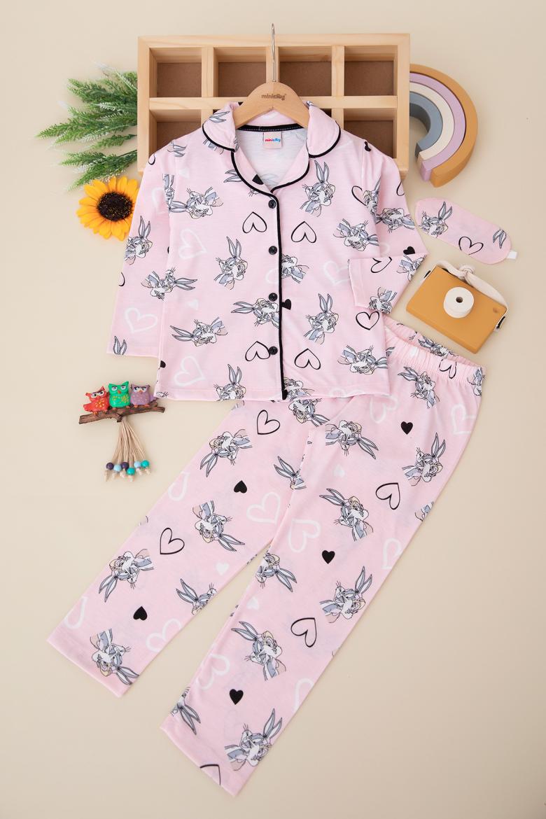 Çocuk Önden Düğmeli Pijama Takımı (4-12 Yaş)