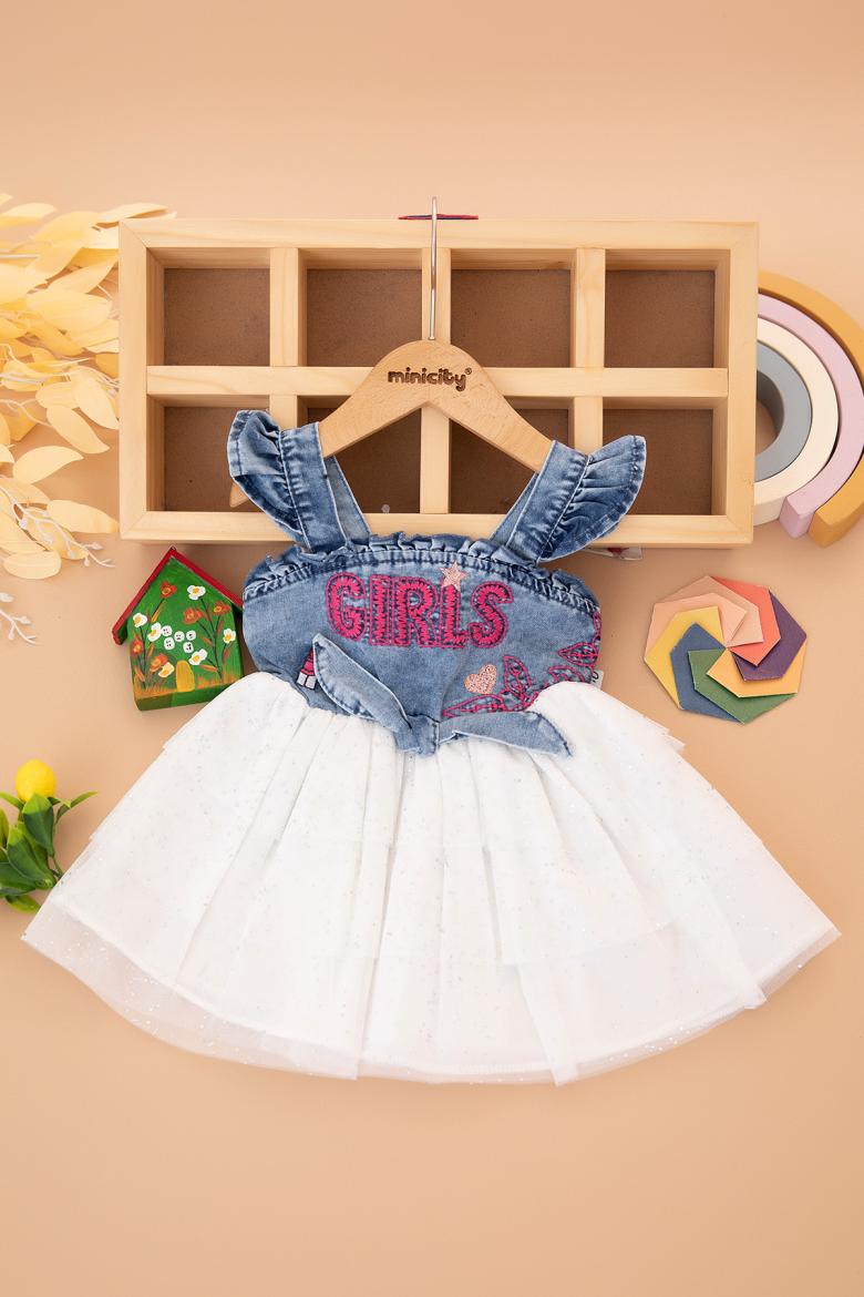 Kız Bebek Girls Nakışlı Tüllü Elbise - 11340 (9-24 Ay)