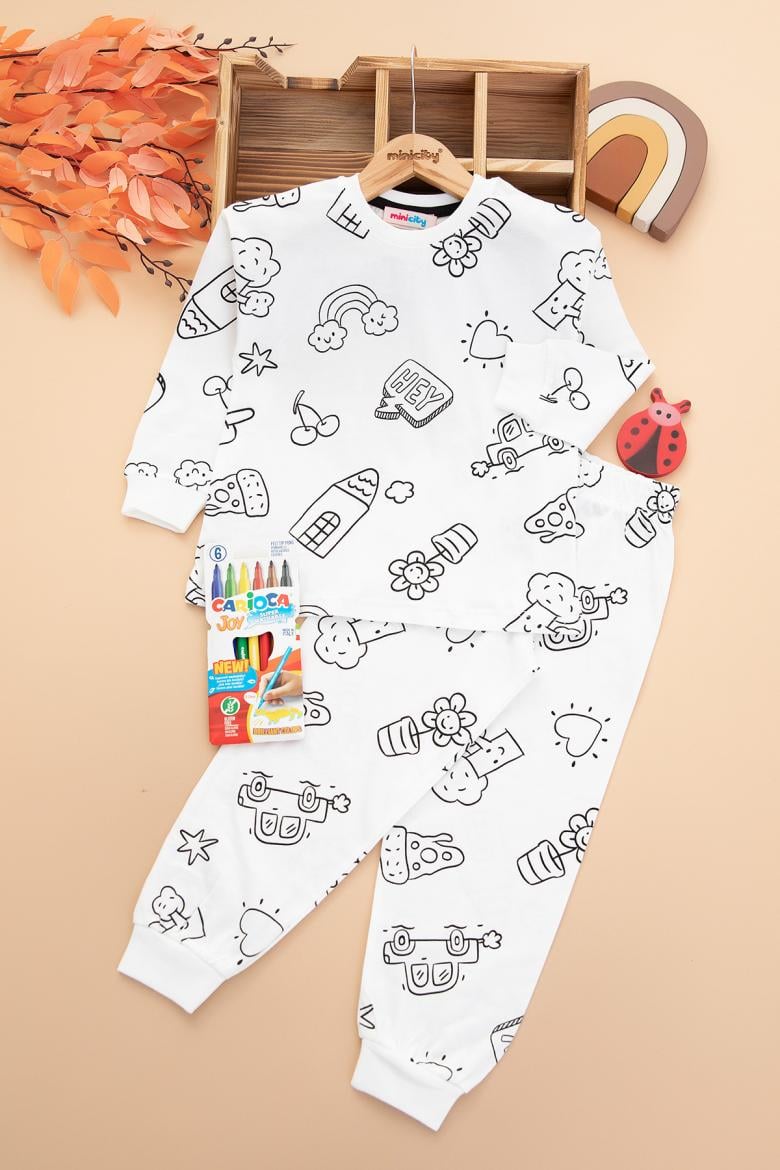 Çocuk Boyamalı Pijama Takımı - 41309 (4-8 Yaş)