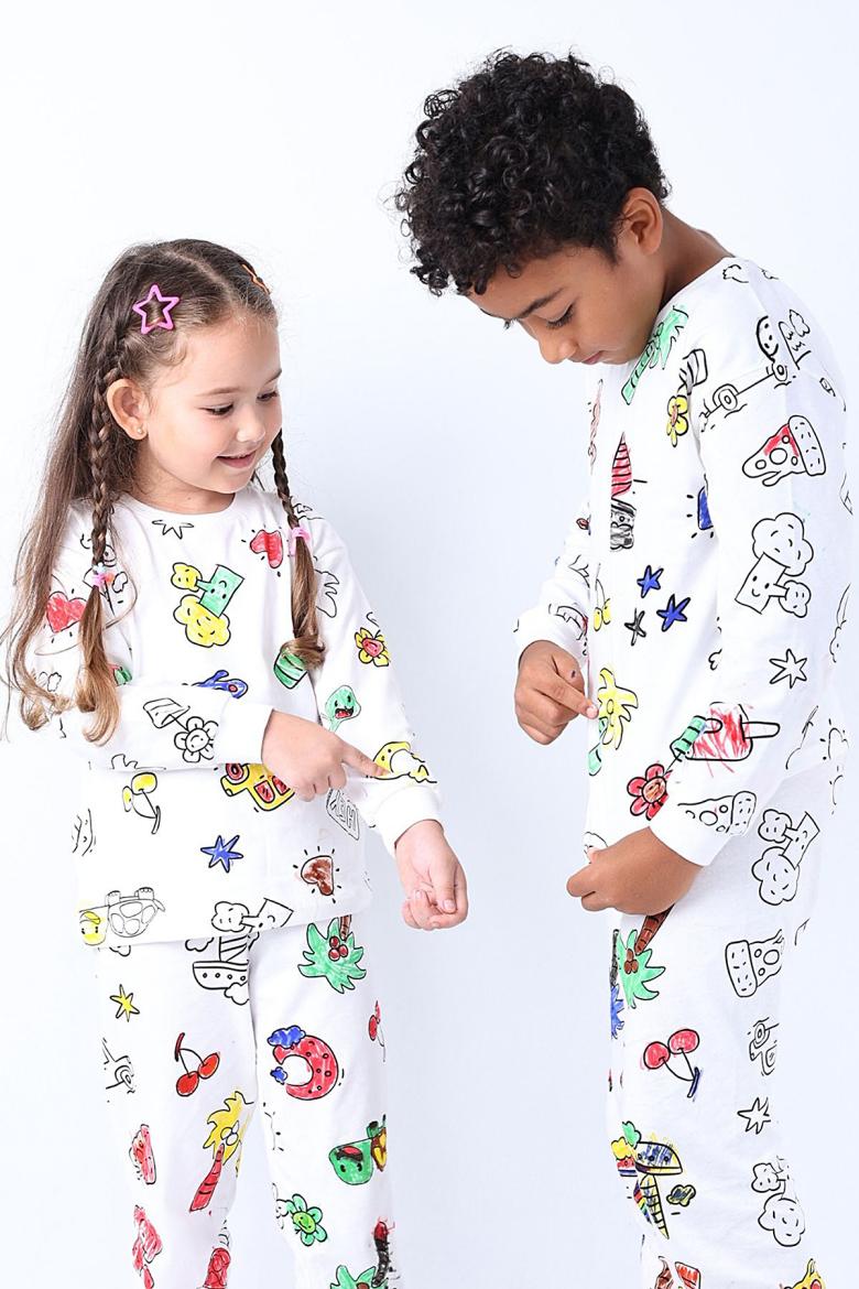 Çocuk Boyamalı Pijama Takımı - 41309 (4-8 Yaş)