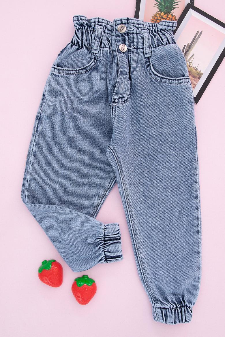Kız Çocuk Paça Lastikli Kot Pantolon - 6055 (3-7 Yaş)