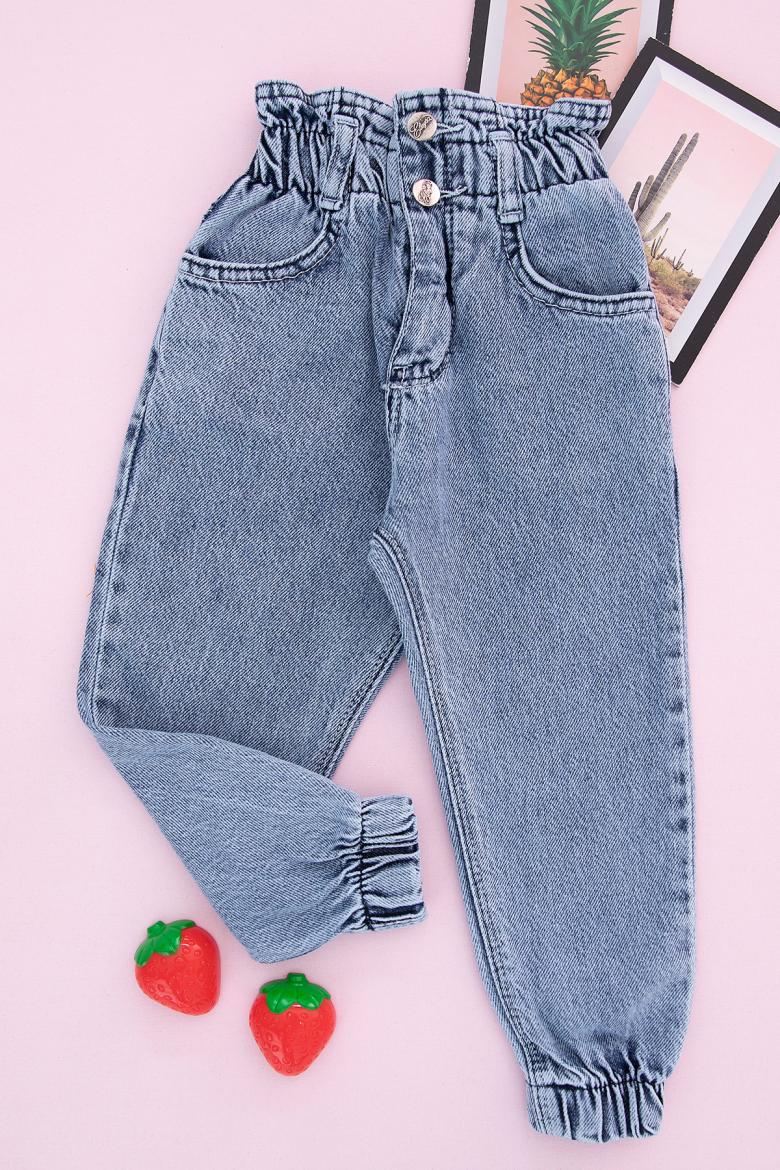 Kız Çocuk Paça Lastikli Kot Pantolon - 6056 (8-12 Yaş)