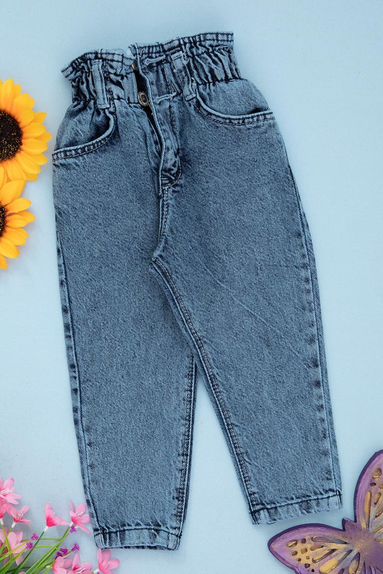 Kız Çocuk Yüksek Bel Lastikli Kot Pantolon - 6131 (8-12 Yaş)