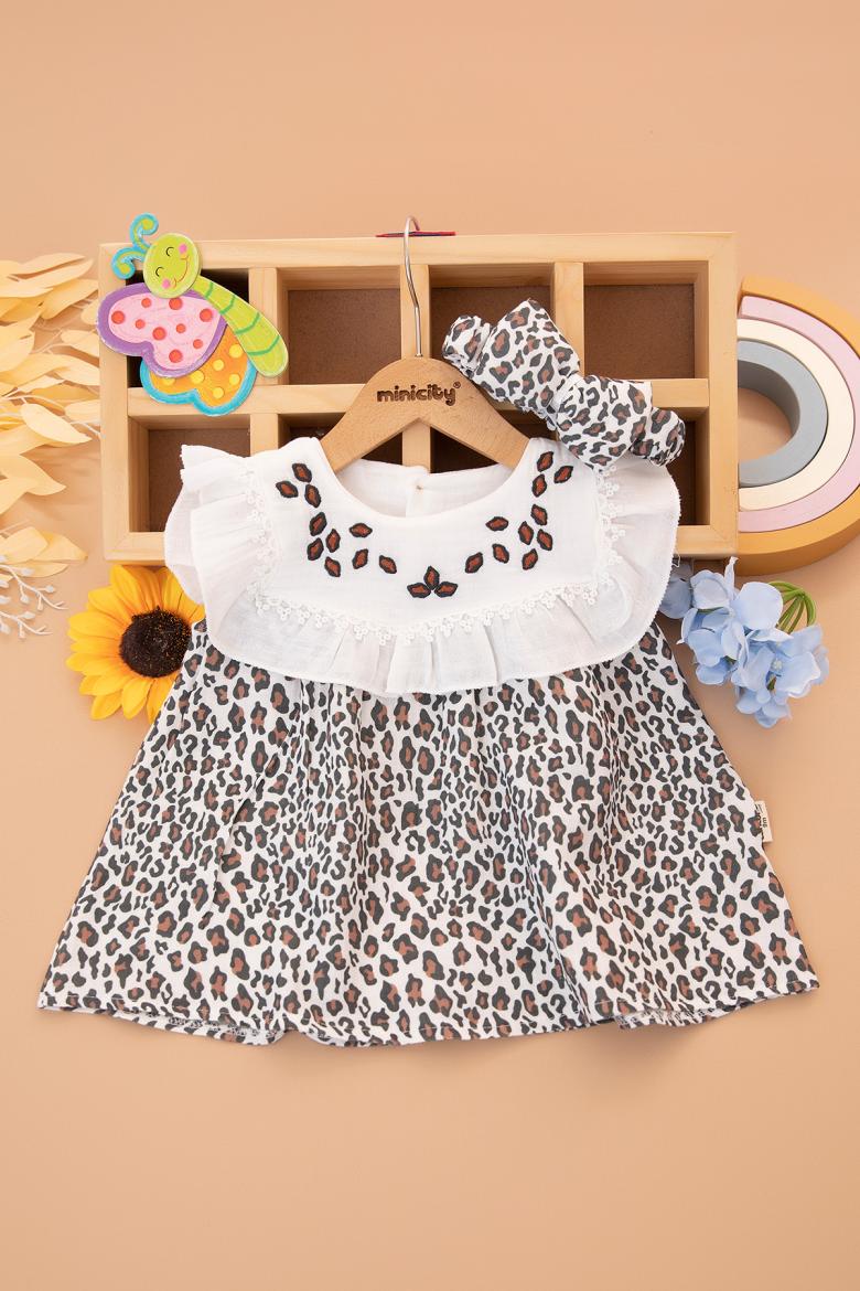Kız Bebek Leopar Desenli Elbise - 2514 (9-18 Ay)