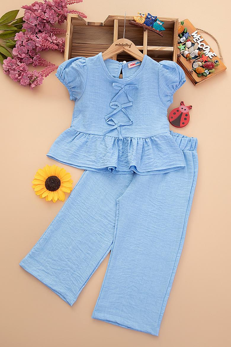 Kız Çocuk Önü Minik Fiyonklu Takım - 525100 (3-7 Yaş)