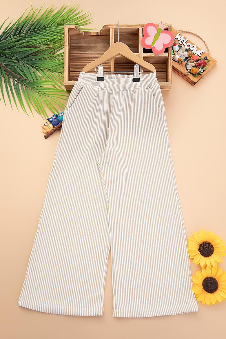 Kız Çocuk Çizgili Bol Paça Pantolon - 725131 (8-12 Yaş)