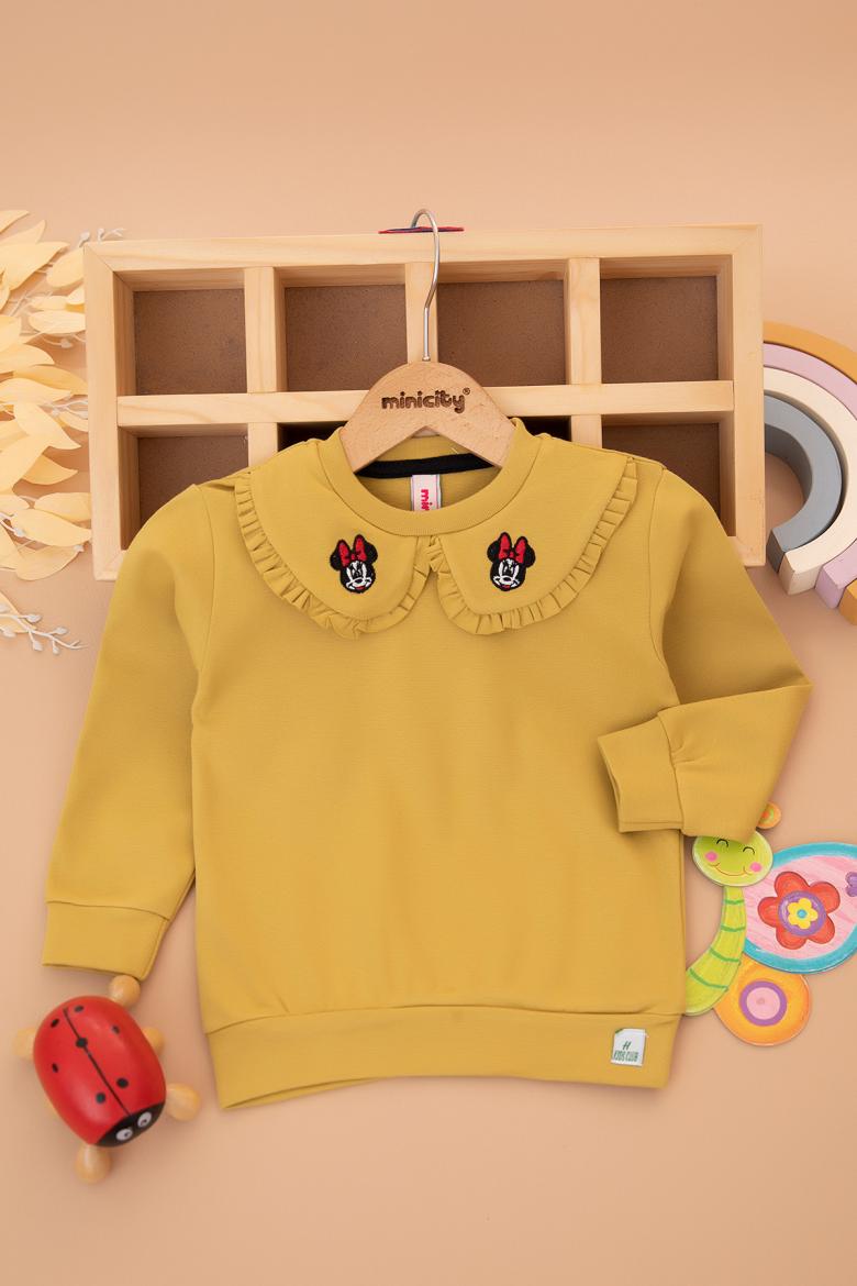 Kız Çocuk Yakası Mickey Nakışlı Sweat (2-10 Yaş)