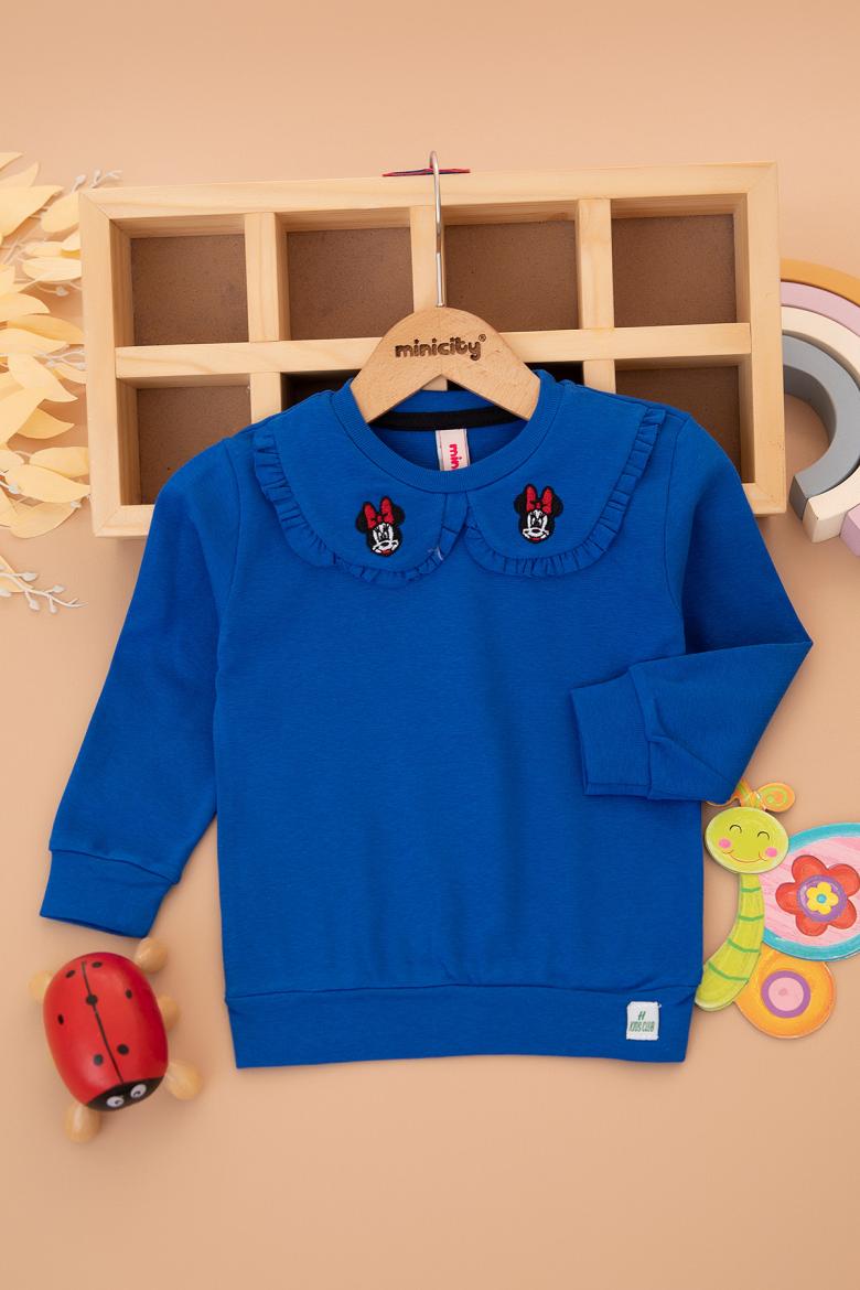 Kız Çocuk Yakası Mickey Nakışlı Sweat (2-10 Yaş)