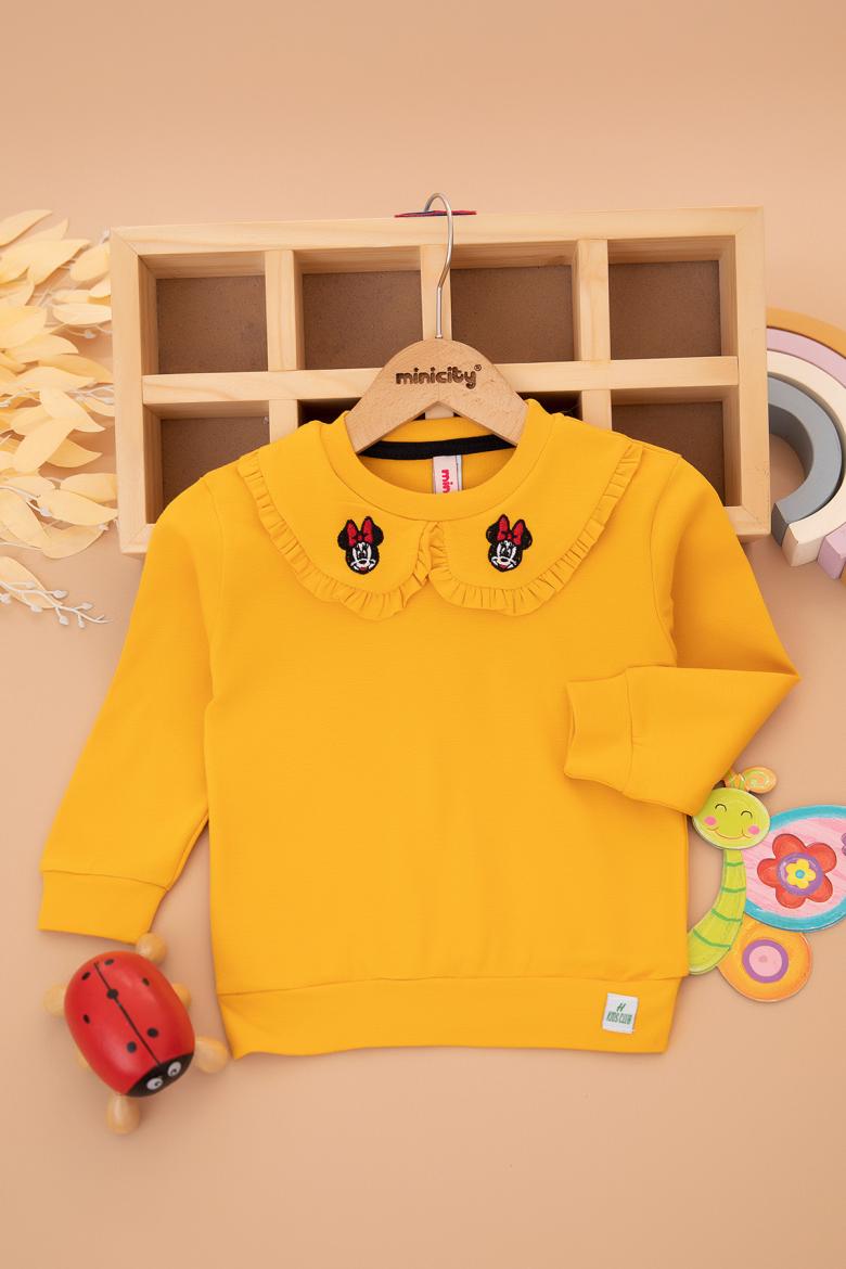 Kız Çocuk Yakası Mickey Nakışlı Sweat (2-10 Yaş)
