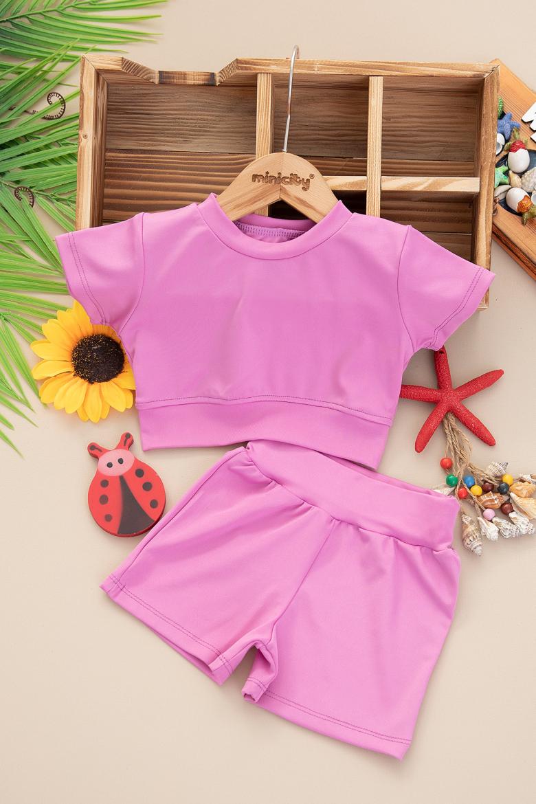 Kız Çocuk Crop Şort Takım Mayo - 9501