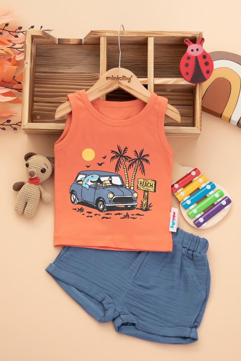 Erkek Bebek Beach Baskılı Şortlu Takım - 2507 (6-24 Ay)