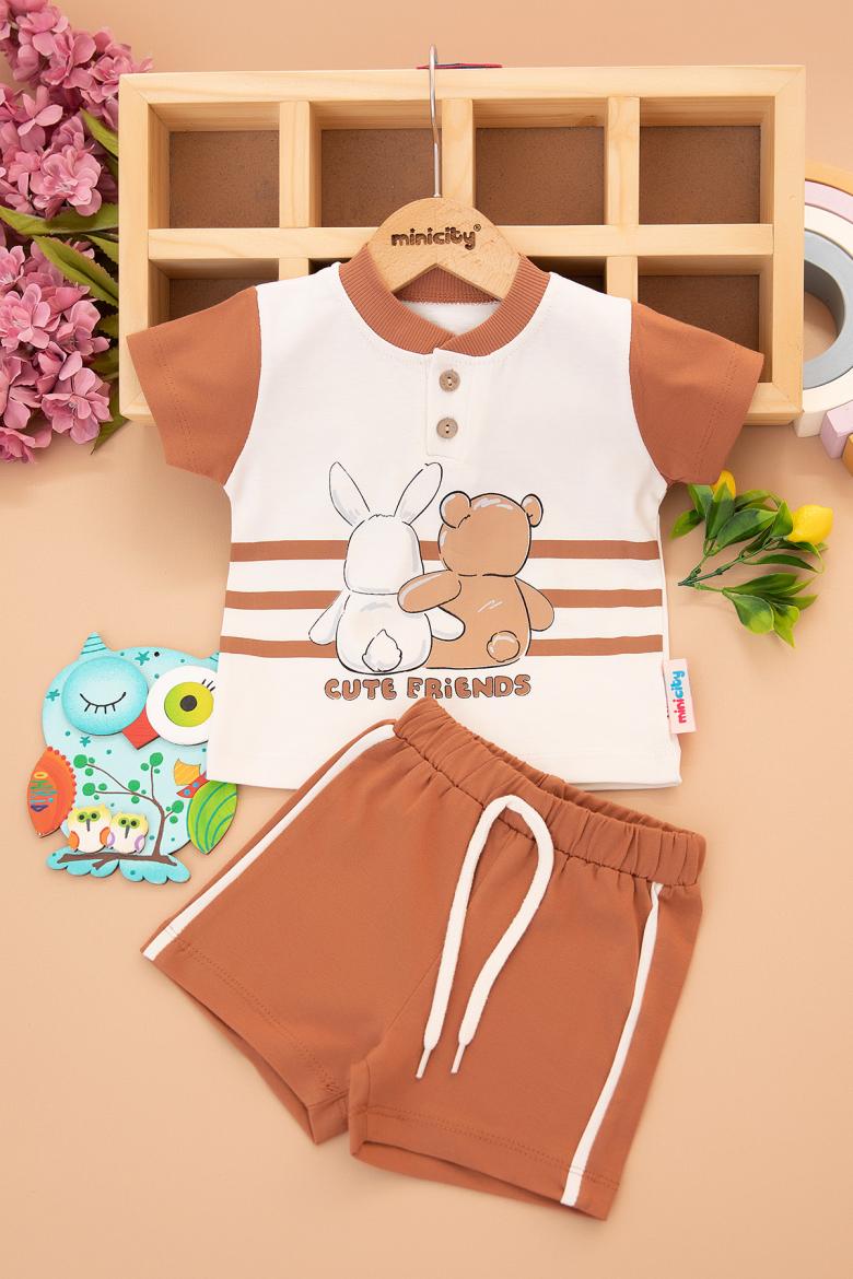 Erkek Bebek Tavşan Ayıcık Şortlu Takım - 8019 (6-24 Ay)