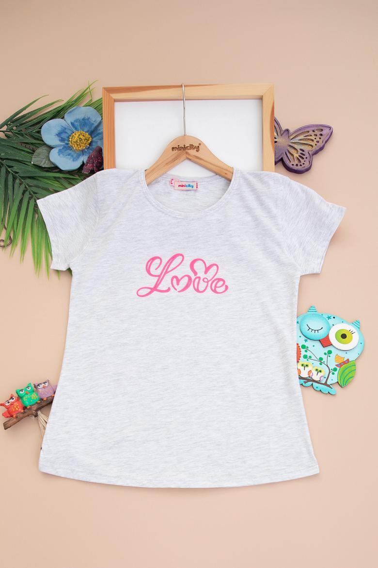 Kız Çocuk Kabartma Love Baskılı T-Shirt (13-16 Yaş)