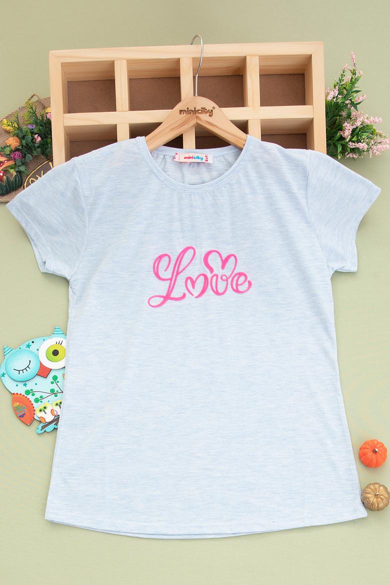Kız Çocuk Kabartma Love Baskılı T-Shirt (13-16 Yaş)