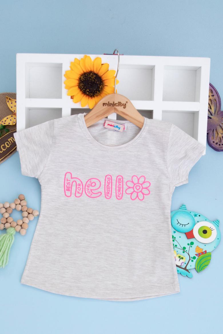 Kız Çocuk Kabartma Hello Baskılı T-Shirt (13-16 Yaş)