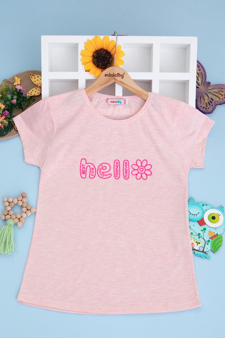 Kız Çocuk Kabartma Hello Baskılı T-Shirt (13-16 Yaş)