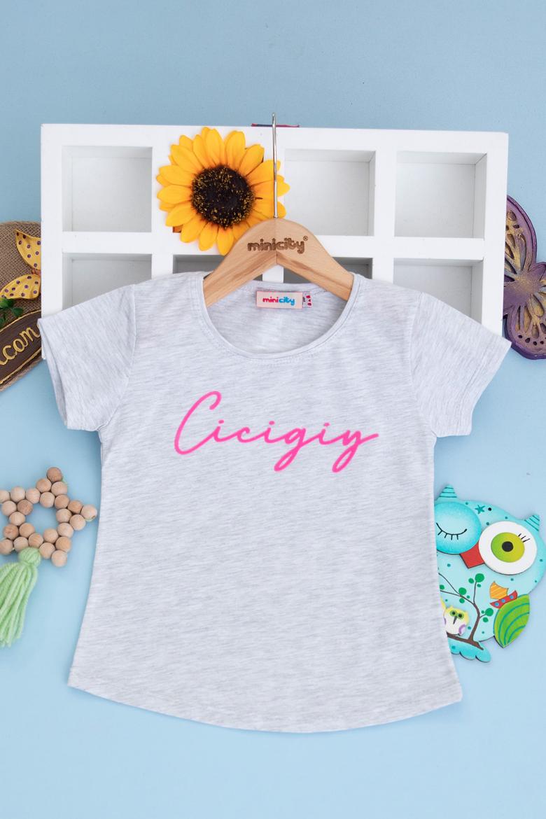 Kız Çocuk Kabartma Cicigiy Baskılı T-Shirt (8-12 Yaş)