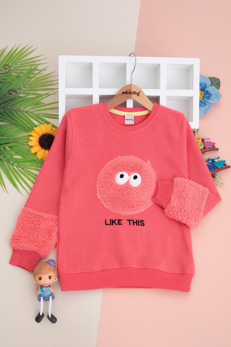 Kız Çocuk Peluş Lıke Thıs Yazılı Sweat - 1510 (1-4 Yaş)