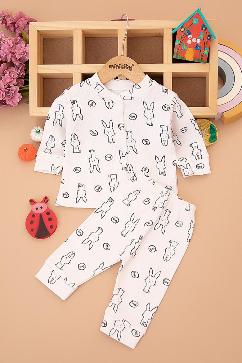 Bebek Önden Çıtçıtlı Pijama Takım - (3-9 Ay)