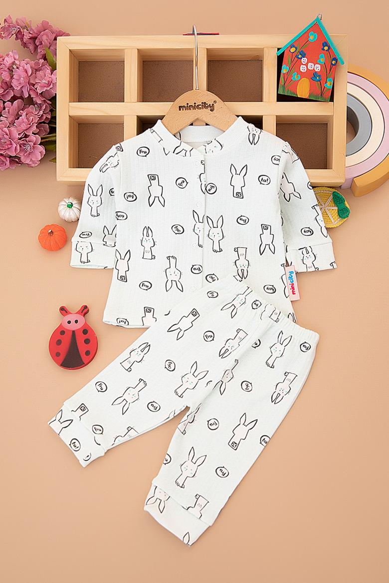 Bebek Önden Çıtçıtlı Pijama Takım - (3-9 Ay)
