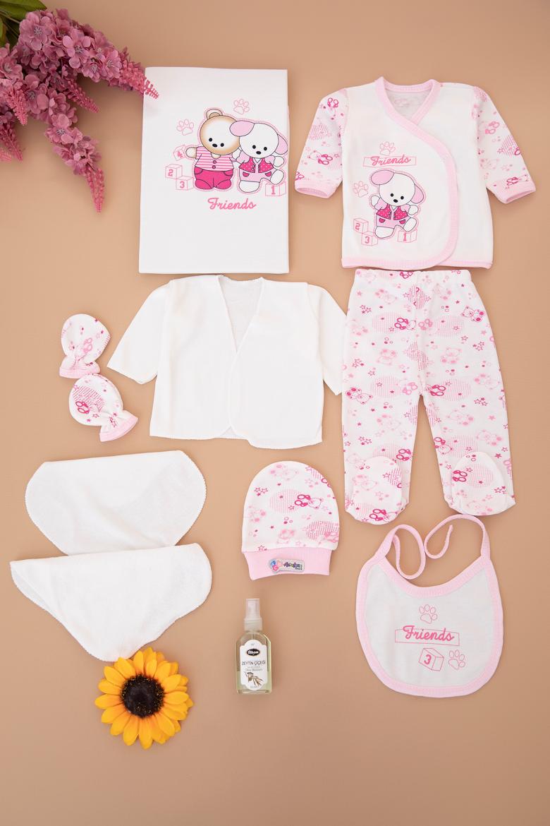 Kız Bebek Friends Nakışlı 10`lu Zıbın Seti - 311