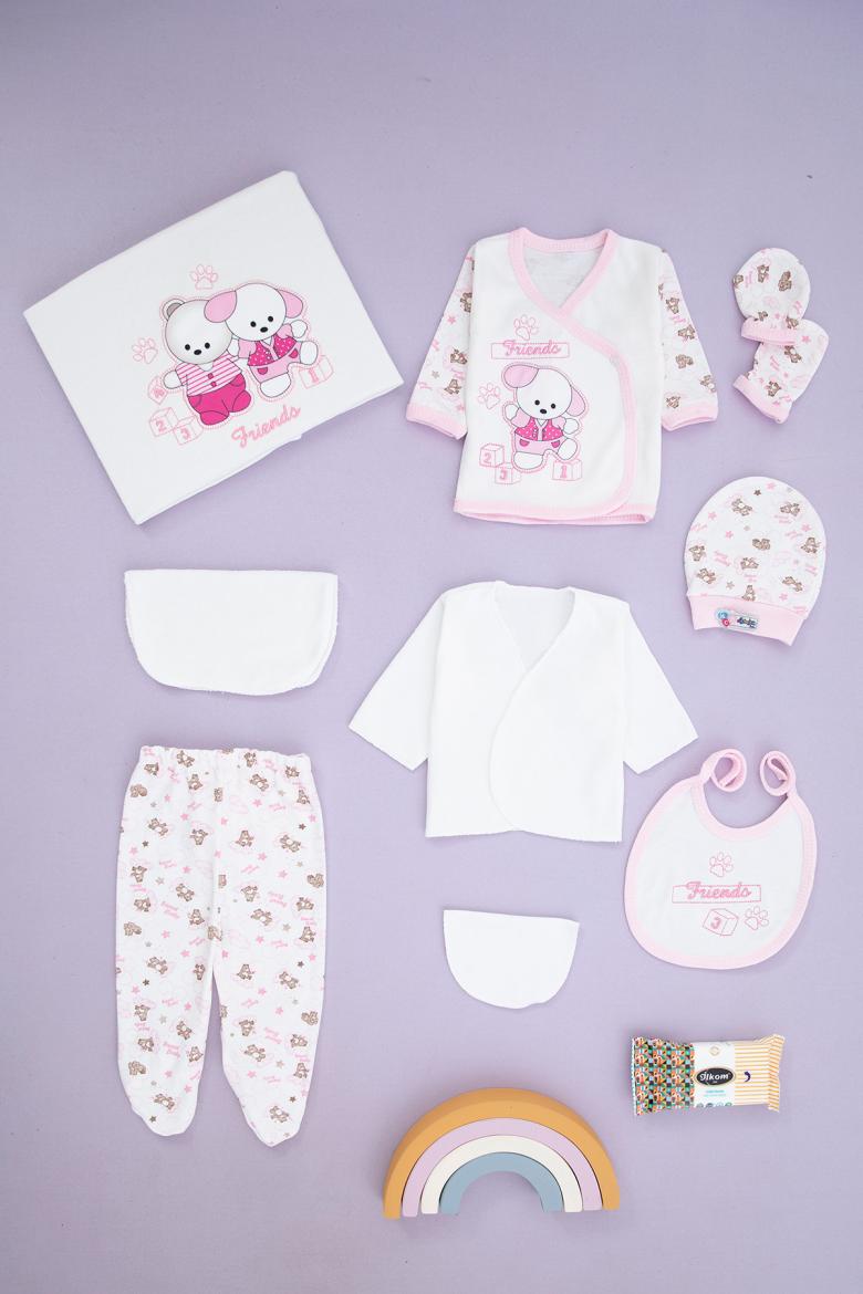 Kız Bebek Friends Nakışlı 10`lu Zıbın Seti - 311
