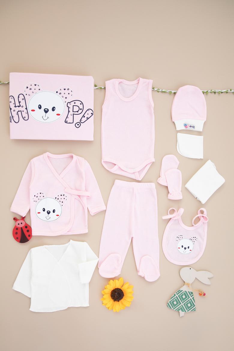 Bebek Hop Tavşan Nakışlı 10`Lu Zıbın Set - 121