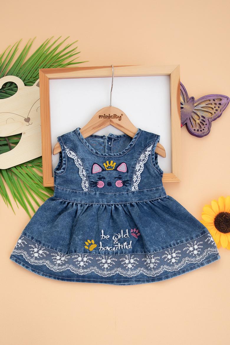 Kız Bebek Nakışlı Eteği Fistolu Kot Jile (6-18 Ay)