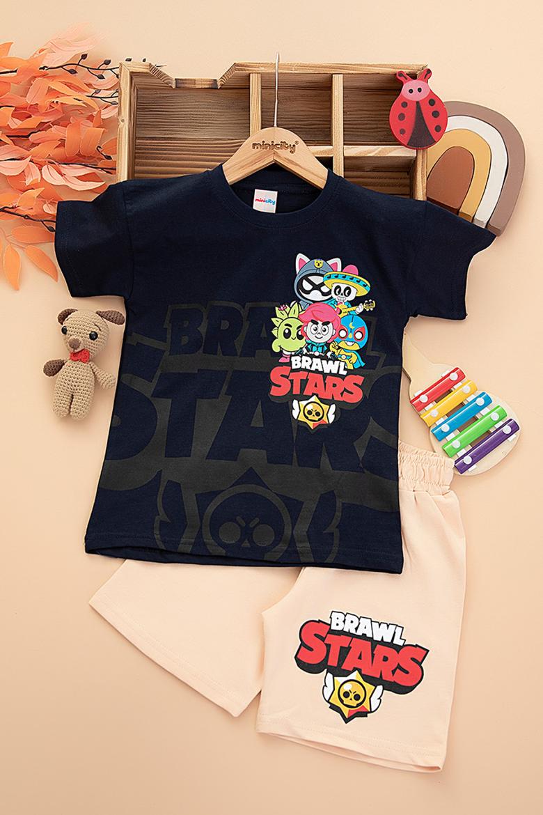 Erkek Çocuk Brawl Star Baskılı Şortlu Takım (4-10 Yaş)