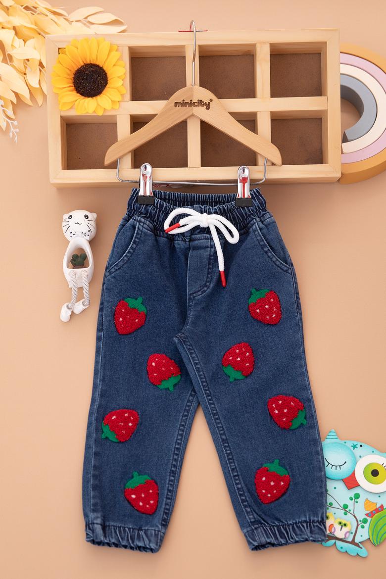 Kız Çocuk Nakışlı Kot Pantolon - 202401 (2-8 Yaş)