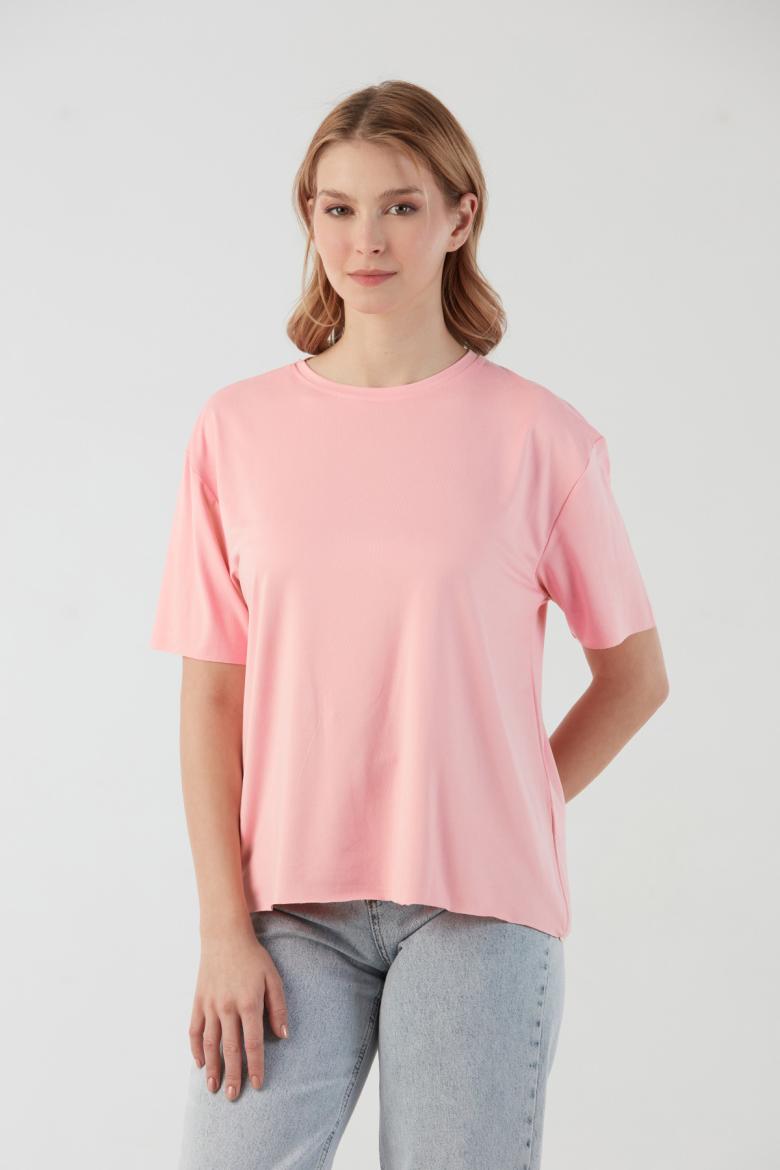 Basic Bisiklet Yaka Oversize Modal Tişört